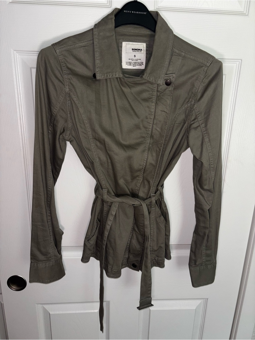 Sonoma Olive Green Belted Trench Jacket - Women's